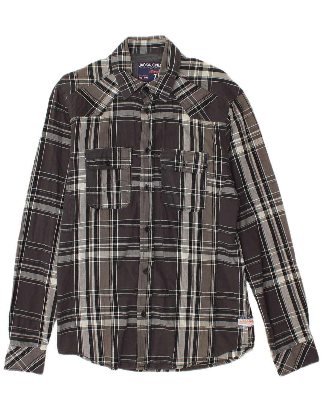 JACK & JONES Camicia da uomo piccola in cotone a quadri grigi