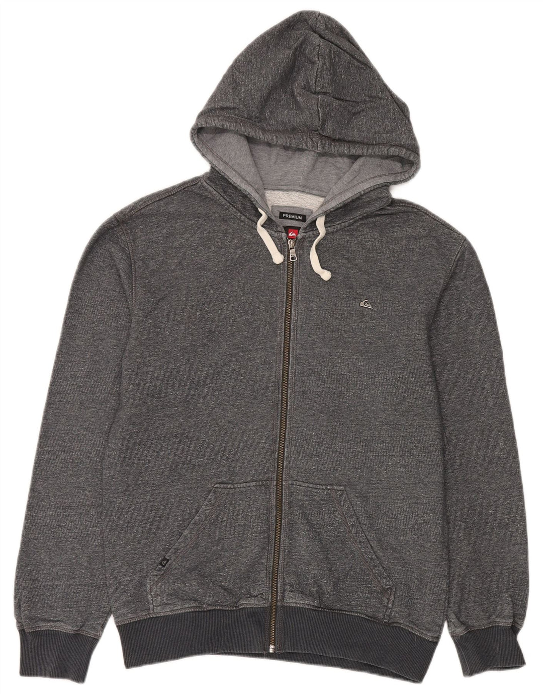 Maglione con cappuccio e zip premium da uomo Quiksilver in cotone grigio medio