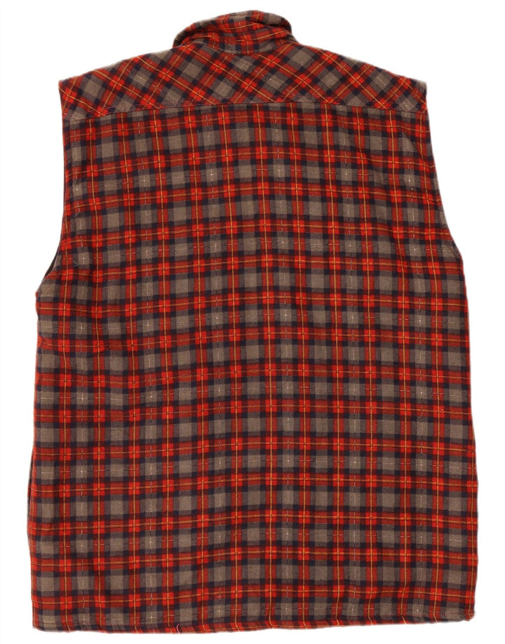 Camicia vintage da uomo senza maniche in flanella a quadri rossi grandi