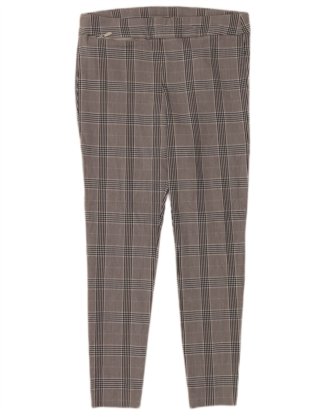 CALVIN KLEIN Pantaloni casual slim da donna medi W32 L28 viscosa a quadri grigi