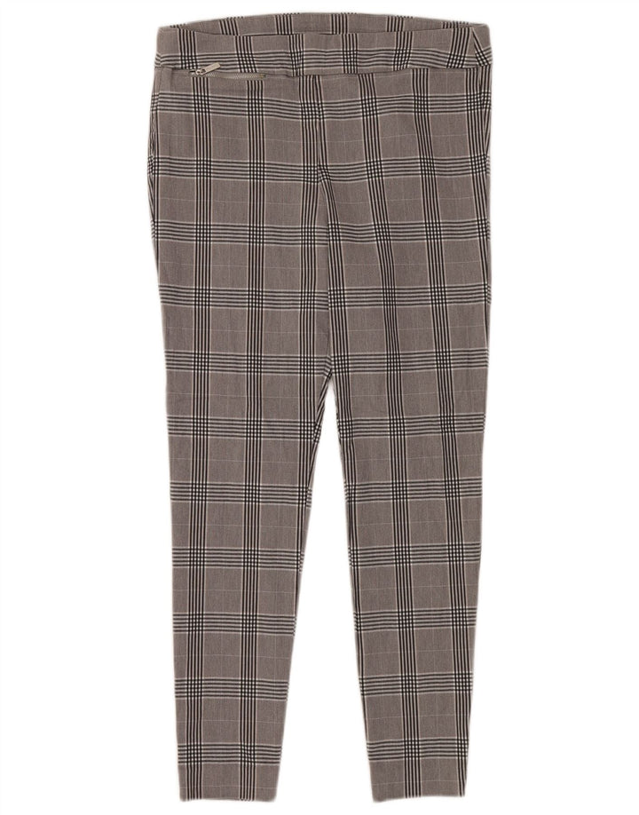 CALVIN KLEIN Pantaloni casual slim da donna medi W32 L28 viscosa a quadri grigi