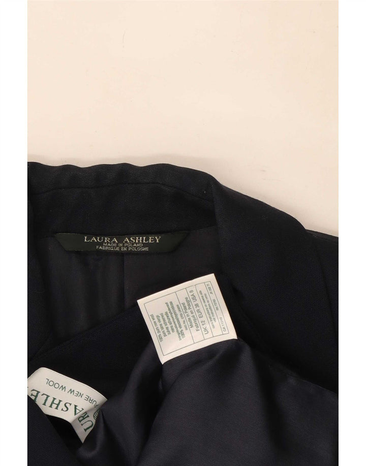 Giacca blazer a 5 bottoni da donna Laura Ashley UK 12 media lana blu navy
