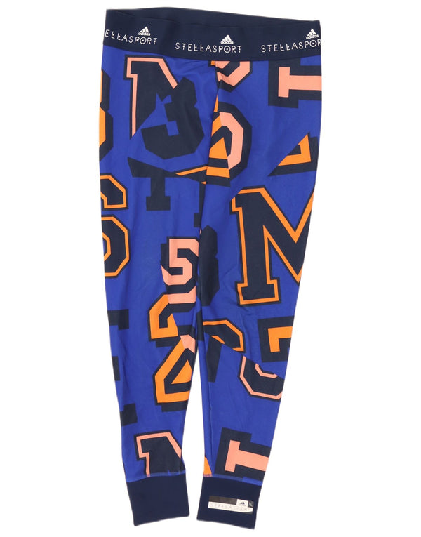 Leggings grafici ADIDAS da donna Climalite UK 14 Poliestere blu medio