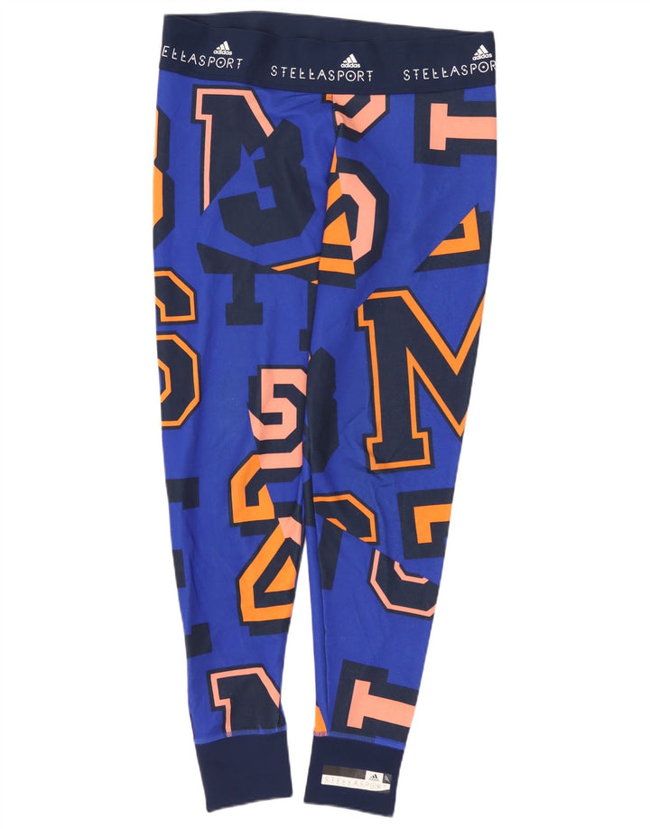 Leggings grafici ADIDAS da donna Climalite UK 14 Poliestere blu medio