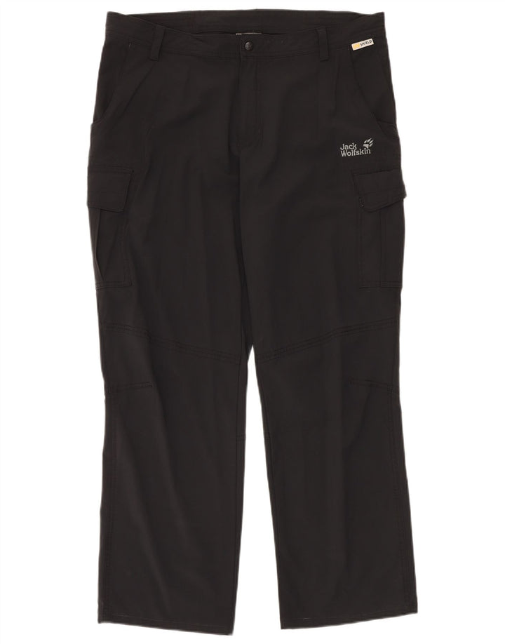 JACK WOLFSKIN Pantaloni cargo dritti da uomo UK 38 Medio W33 L28 Nero