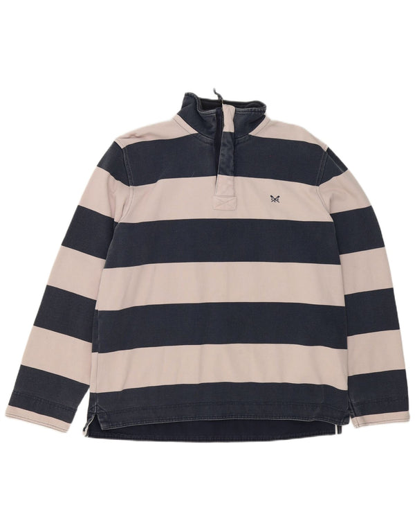 Crew Clothing Felpa da uomo con collo con zip Maglione XL Cotone a righe blu navy