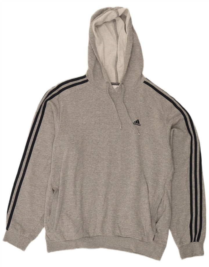 Felpa con cappuccio da uomo Adidas in cotone chiazzato grigio medio