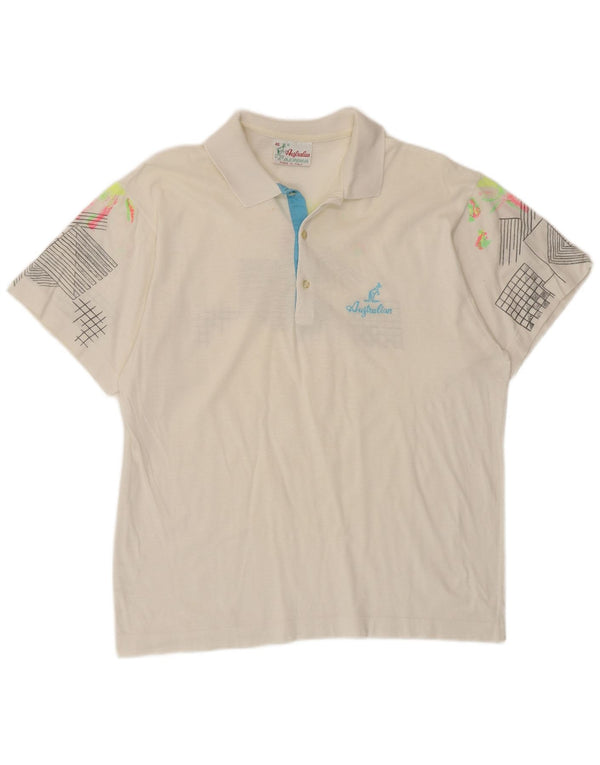 Polo Uomo AUSTRALIAN L'ALPINA IT 46 Small Bianco Cotone Geometrico