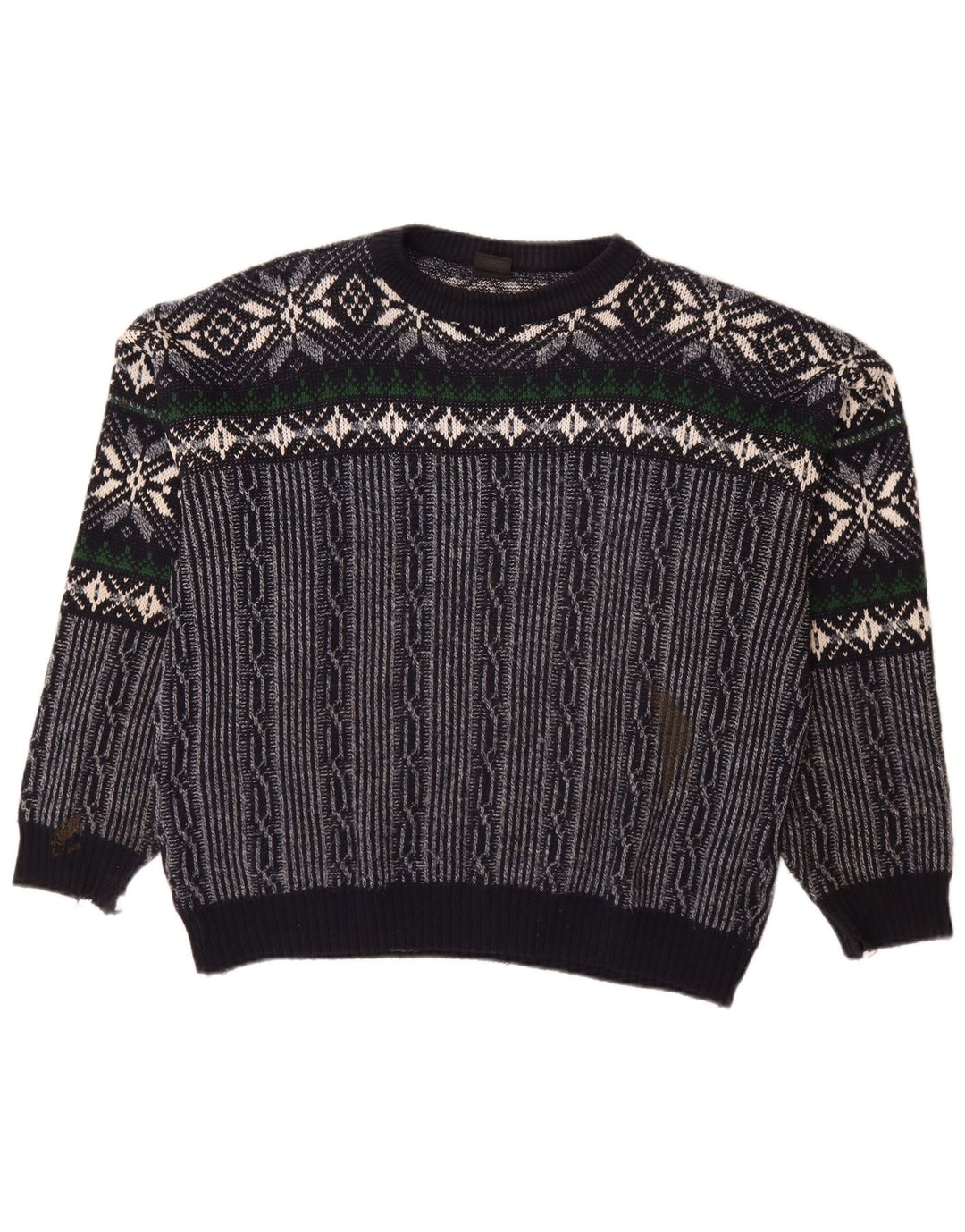 C&A Maglione da uomo con scollo a barca, grande, in poliacrilico Fair Isle blu navy
