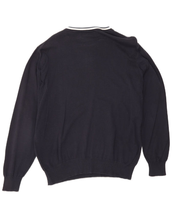 Maglione girocollo da uomo Fred Perry in cotone a righe medie blu navy
