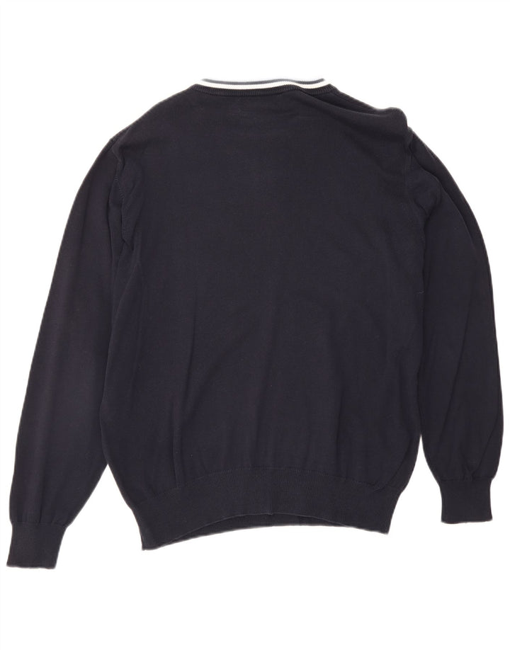 Maglione girocollo da uomo Fred Perry in cotone a righe medie blu navy