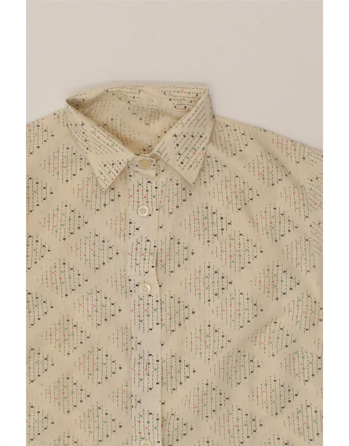 VINTAGE Womens Abstract Pattern Shirt UK 14 Large Beige Vintage Vintage and Second-Hand Vintage from Messina Hembry 