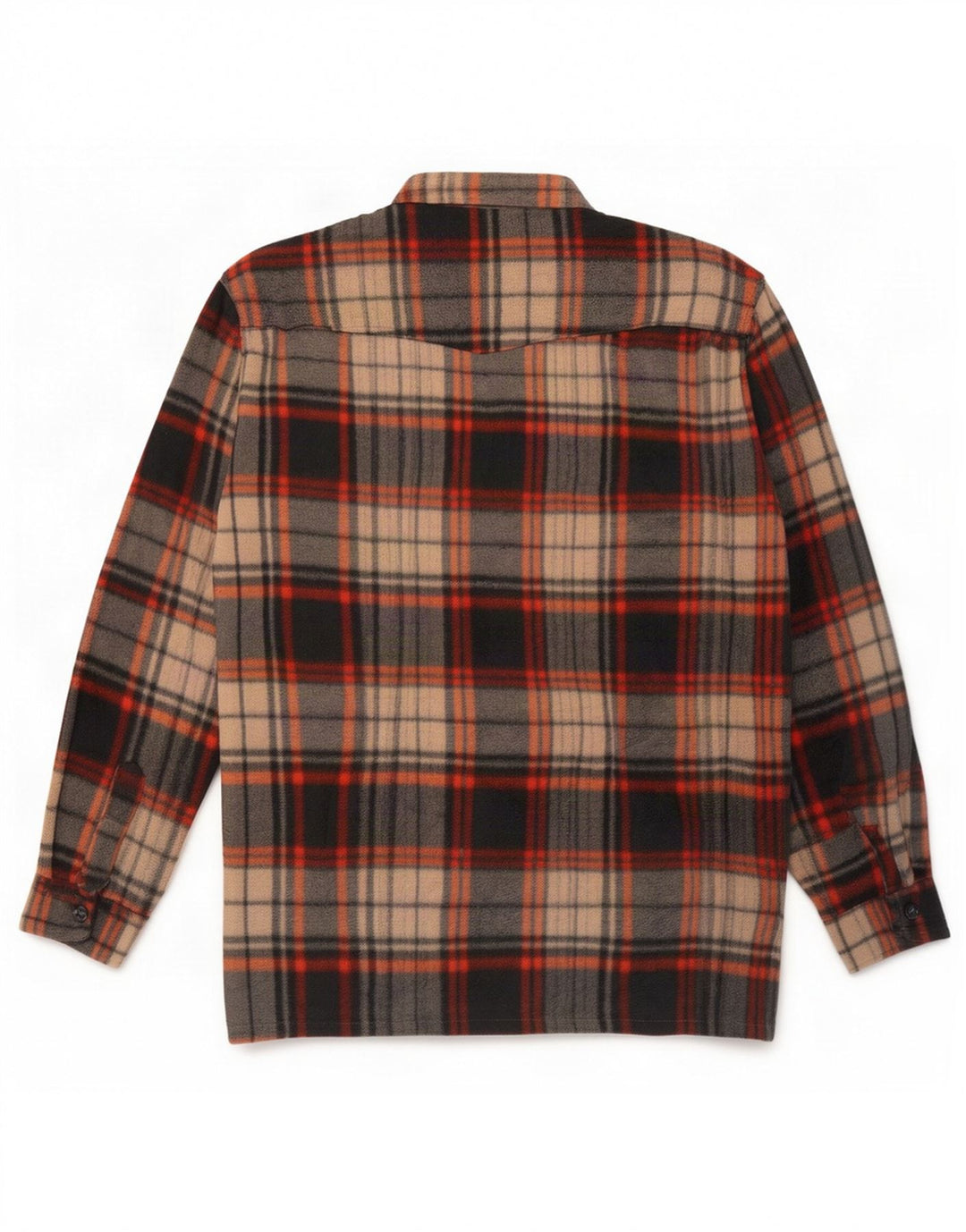 Camicia in pile vintage da uomo in poliestere scozzese marrone medio