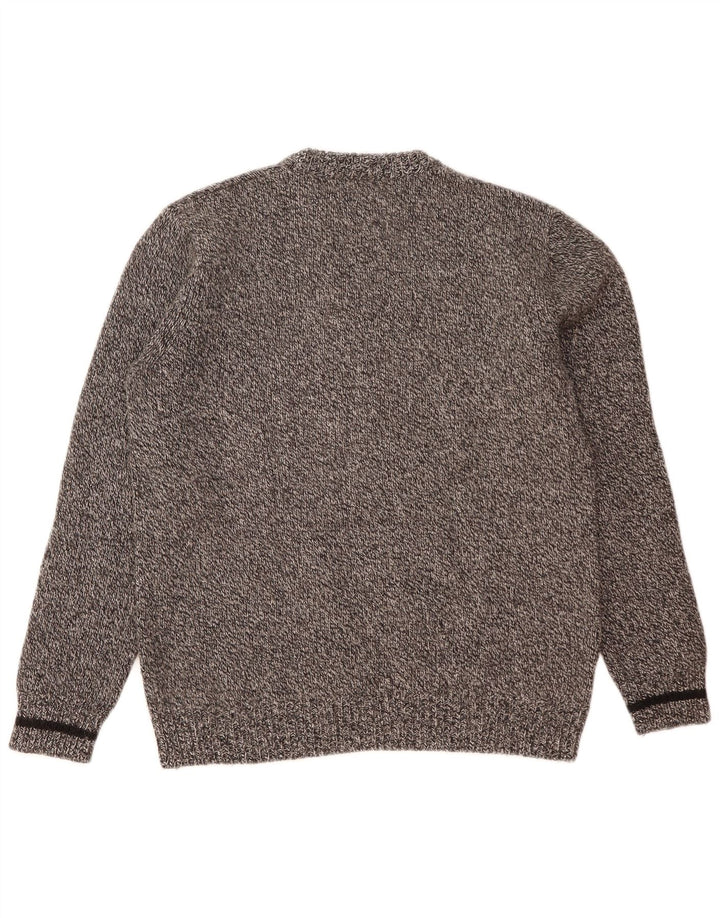 Maglione girocollo da uomo Fred Perry, maglione grande, in lana screziata grigia