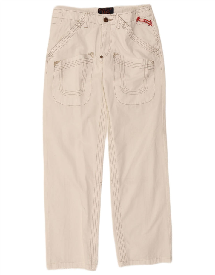 Pantaloni cargo dritti da donna vintage W28 L30 in cotone bianco