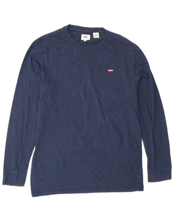 Levi's Top da uomo a maniche lunghe in cotone blu navy medio