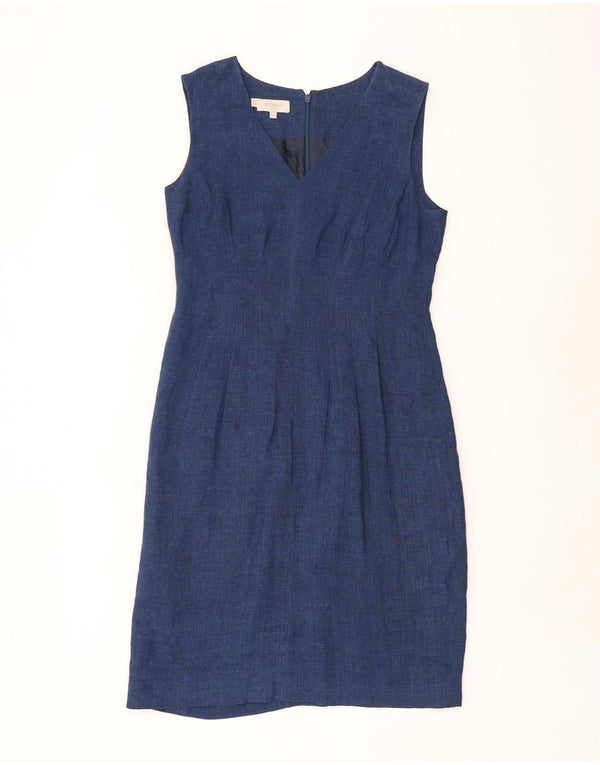 Abito tubino senza maniche da donna Hobbs UK 12 Lino medio blu navy