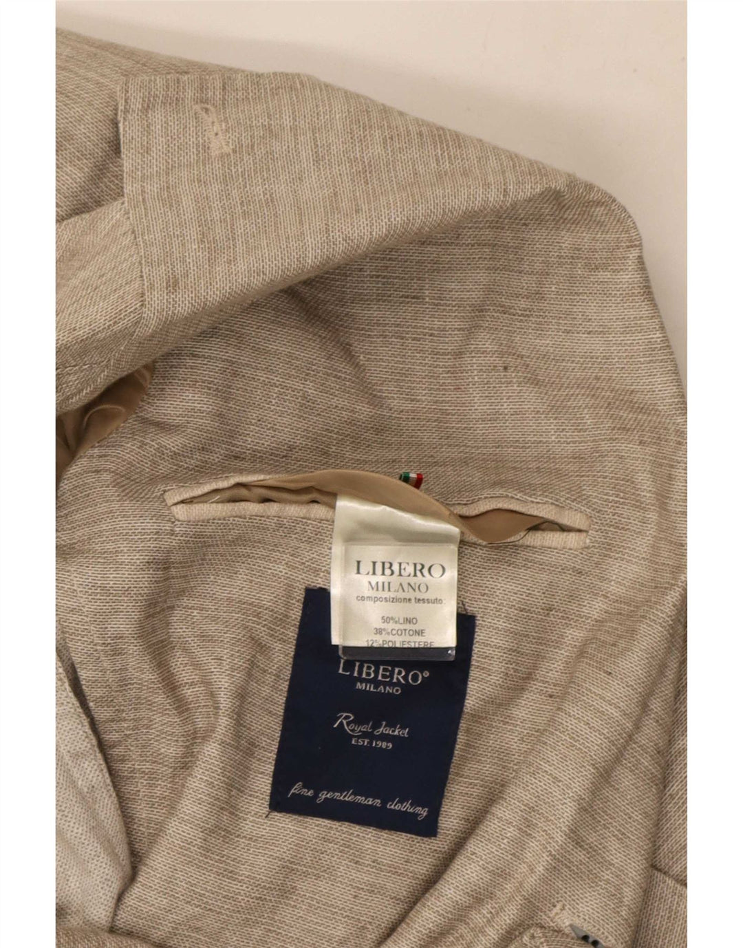 Giacca Blazer a 2 Bottoni da Uomo Libero IT 48 Lino Beige Medio