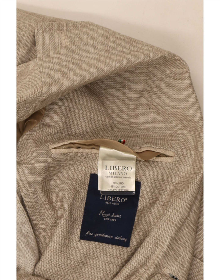 Giacca Blazer a 2 Bottoni da Uomo Libero IT 48 Lino Beige Medio