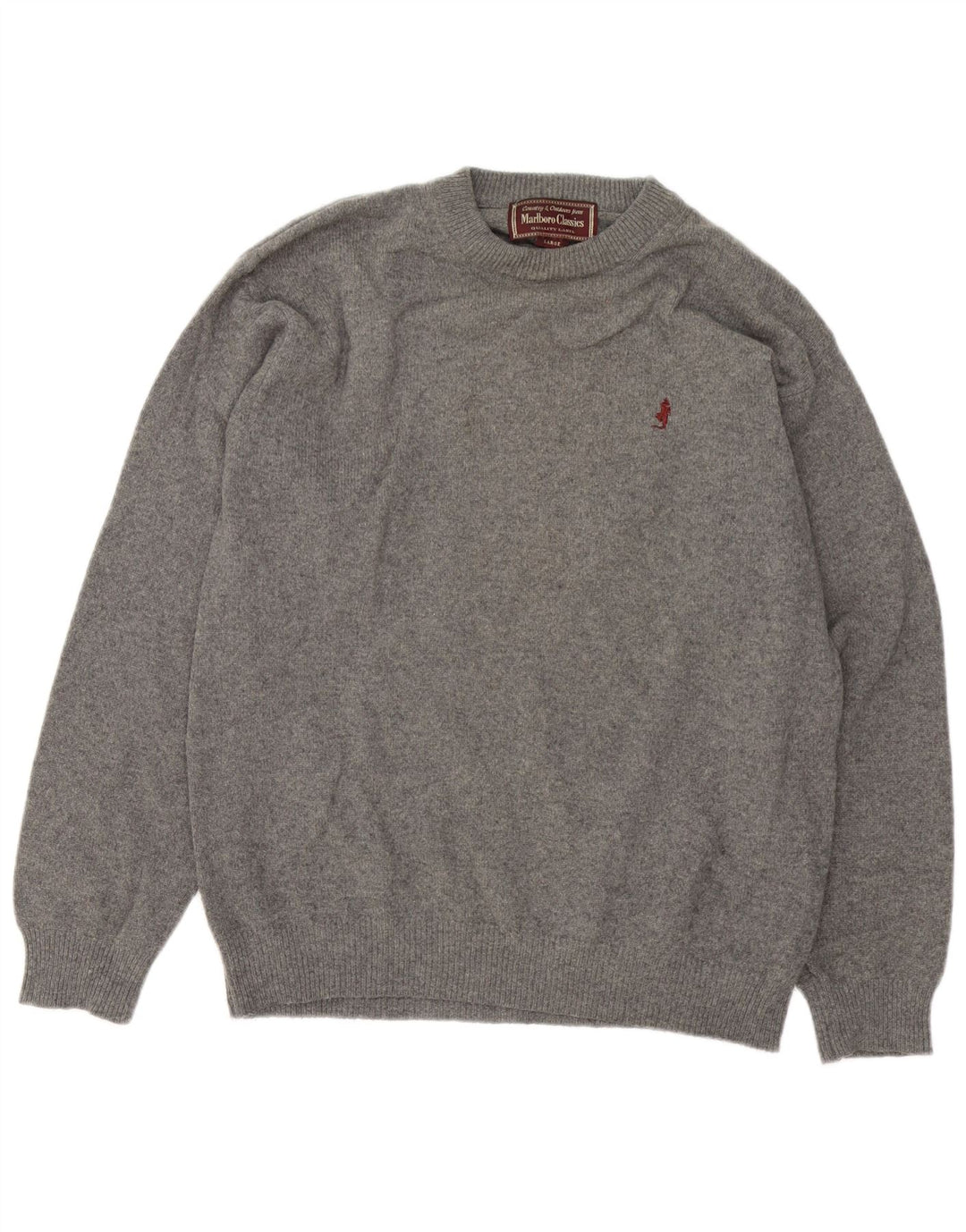 Marlboro Classics Maglione girocollo da uomo in lana grigia grande