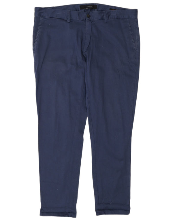 Pantaloni chino slim da uomo Zara EU 46 XL W36 L28 Blu navy