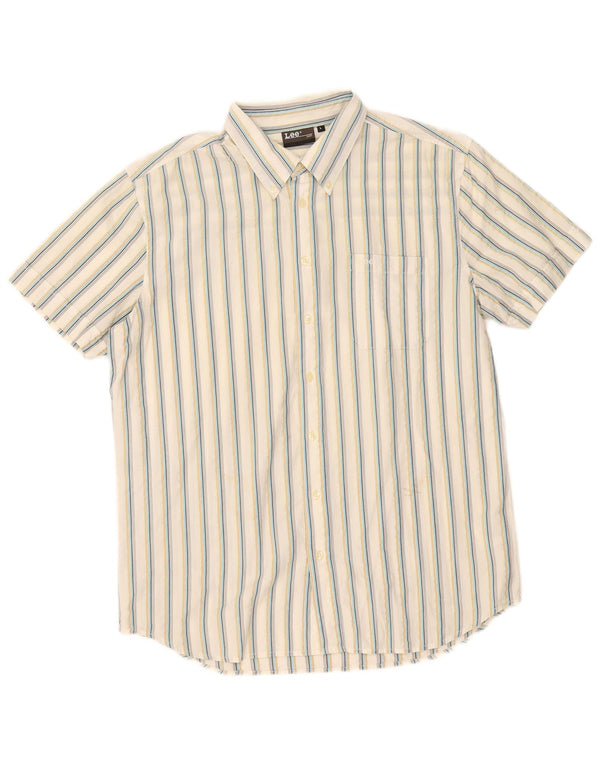 Camicia a maniche corte da uomo Lee in cotone a righe grandi bianche