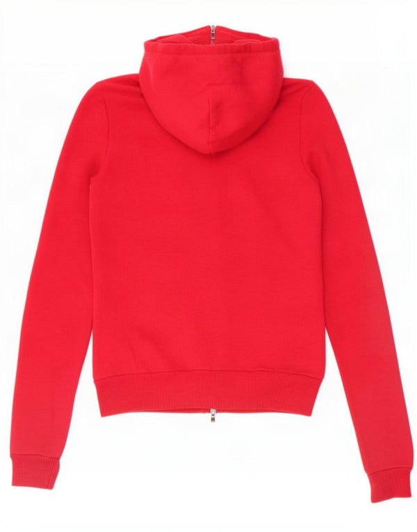 Maglione con cappuccio e zip grafica da donna Abercrombie & Fitch UK 6 XS rosso cotone