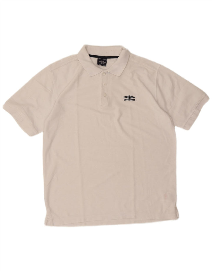 Polo Umbro da uomo grande in poliestere bianco
