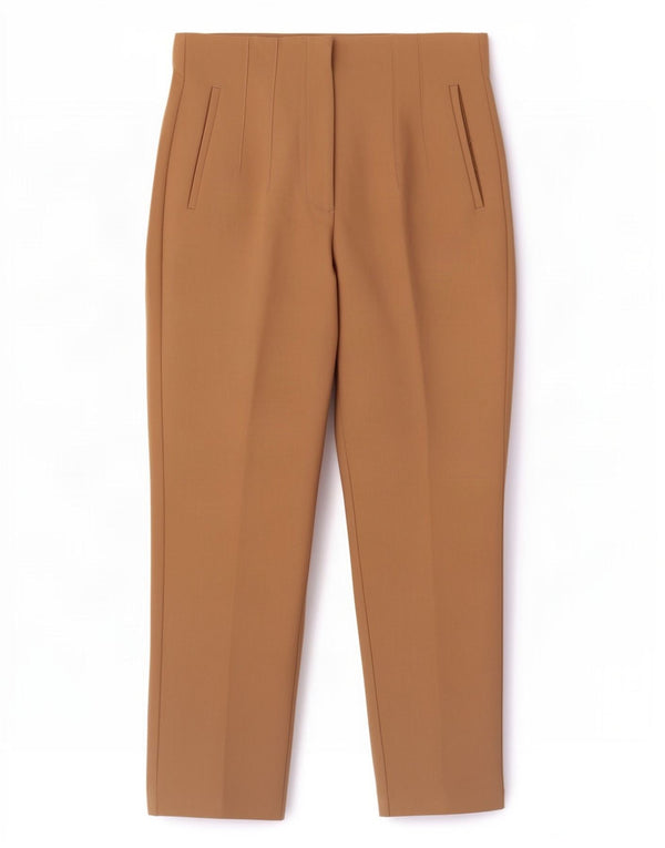 Pantaloni da abito affusolati a vita alta da donna Zara medi W28 L26 poliestere beige