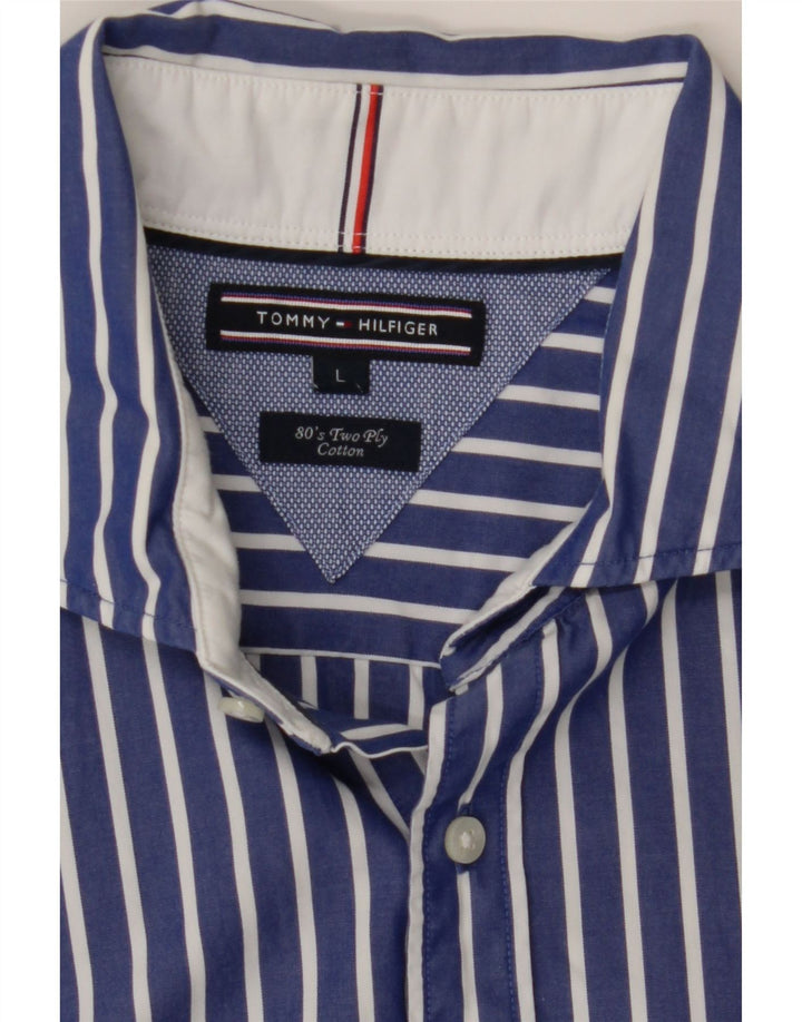 Camicia da uomo Tommy Hilfiger grande cotone a righe blu
