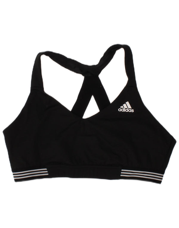 Reggiseno sportivo Adidas da donna Top UK 16/18 Large Nero a strisce sportive in poliestere
