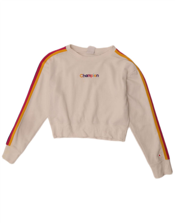 Felpa corta da donna Champion UK 14 cotone bianco sporco medio
