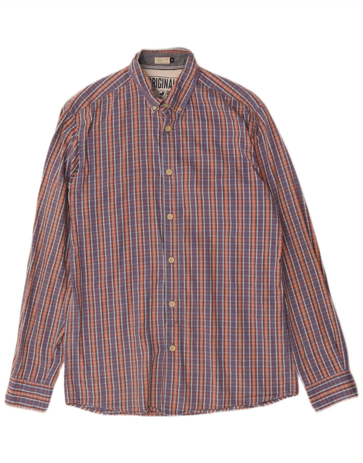 Camicia da uomo Jack & Jones in cotone a quadri blu medio