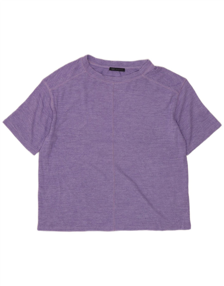 MARKS & SPENCER T-shirt da donna Top UK 12 Viscosa viola medio
