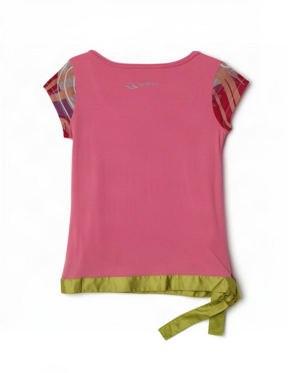 Desigual Maglietta grafica da donna Top UK 14 Large Rosa Cotone color block