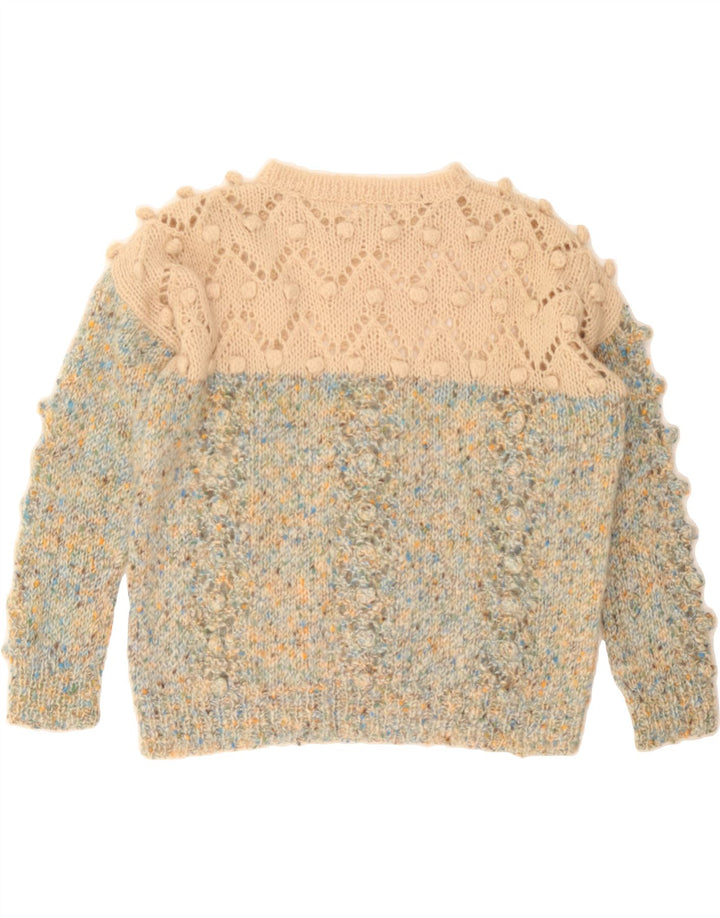 VINTAGE Womens Crew Neck Jumper Sweater UK 14 Medium Beige Flecked Vintage Vintage and Second-Hand Vintage from Messina Hembry 