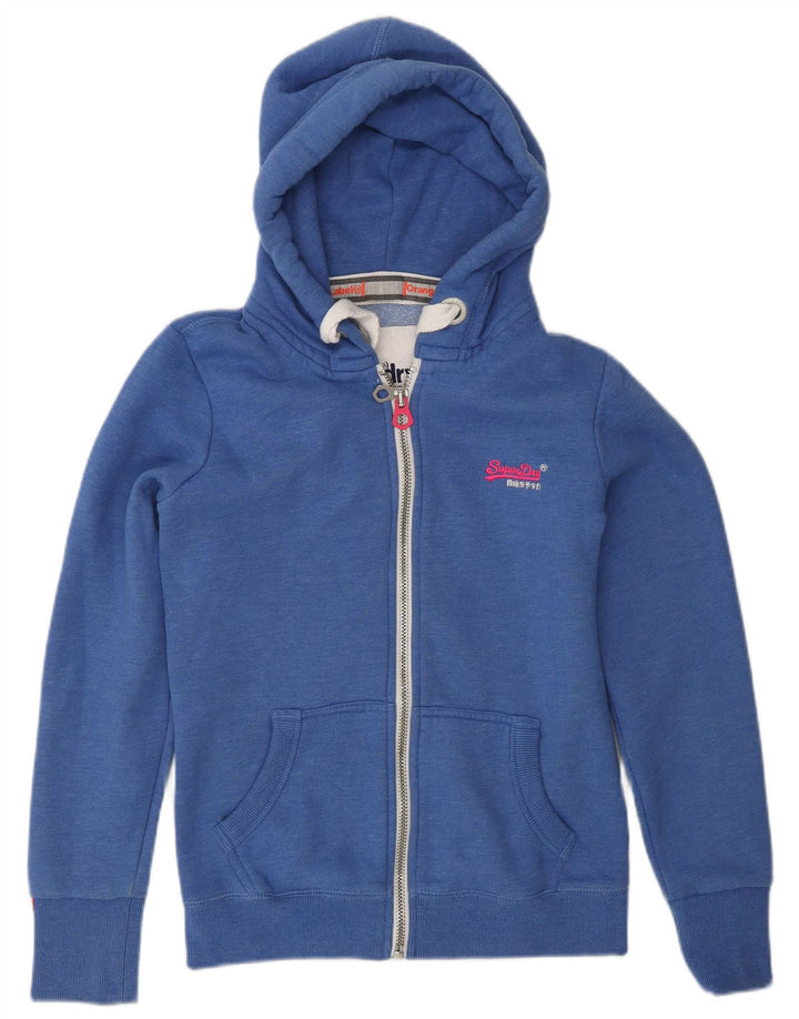Maglione con cappuccio e zip da donna SUPERDRY UK 10 piccolo cotone blu