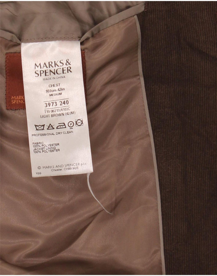Giacca blazer in velluto a coste a 3 bottoni Marks & Spencer da uomo UK 42 grande marrone
