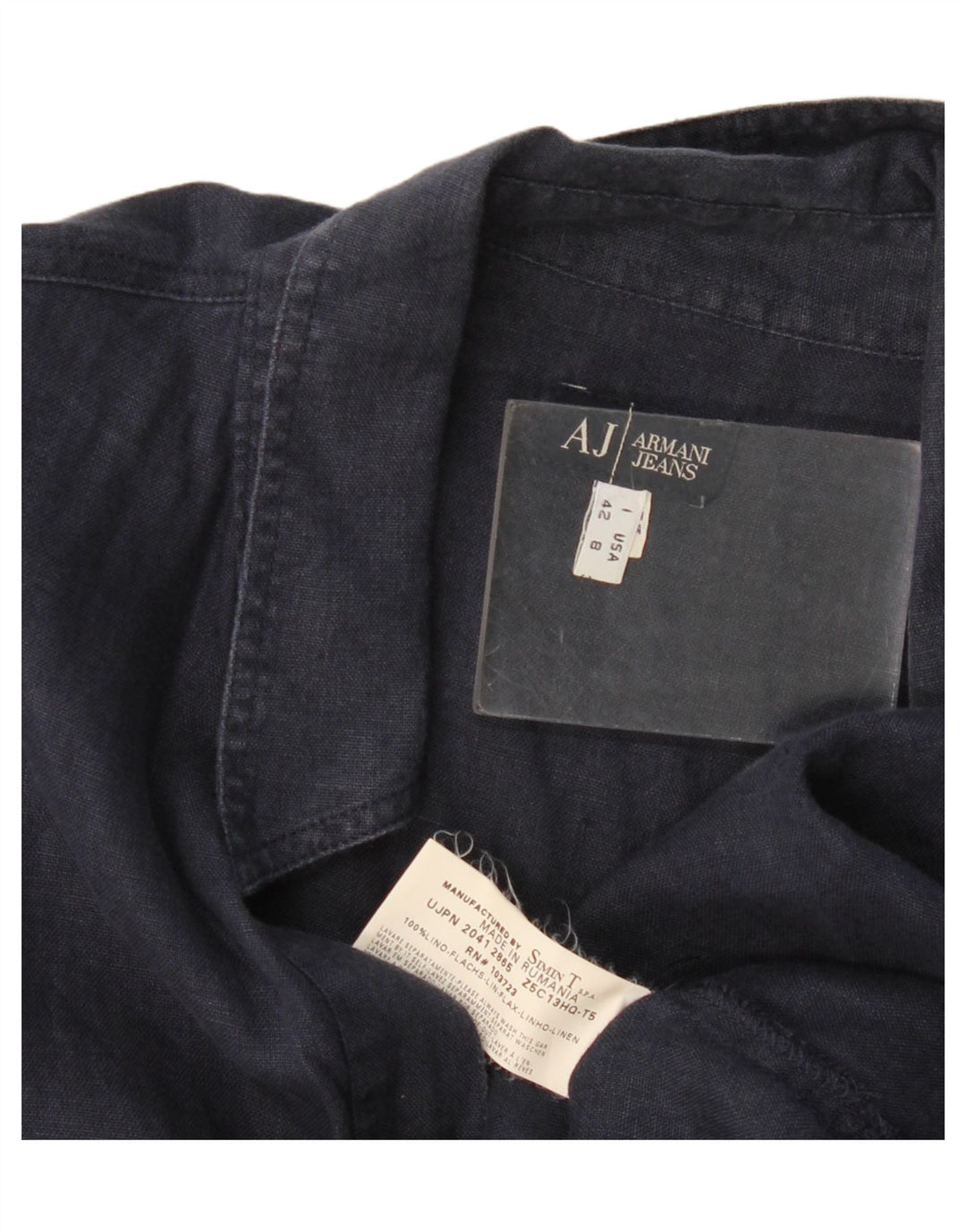 Camicia Pullover Donna Armani Jeans IT 42 Lino Medio Blu Navy