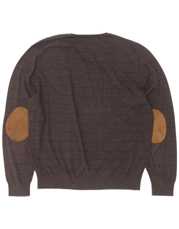 Massimo Dutti Maglione da uomo con scollo a V 2XL a righe nere