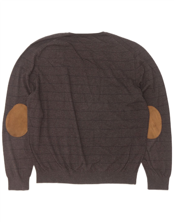 Massimo Dutti Maglione da uomo con scollo a V 2XL a righe nere