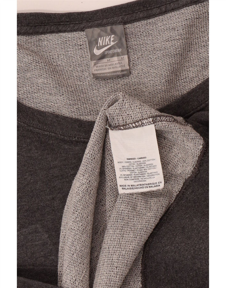 Felpa Nike da donna con grafica con spalle scoperte, maglione UK 12, cotone grigio medio