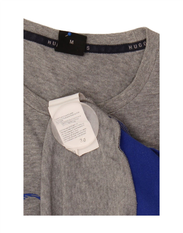 Hugo Boss Top grafico da uomo a maniche lunghe in cotone chiazzato grigio medio