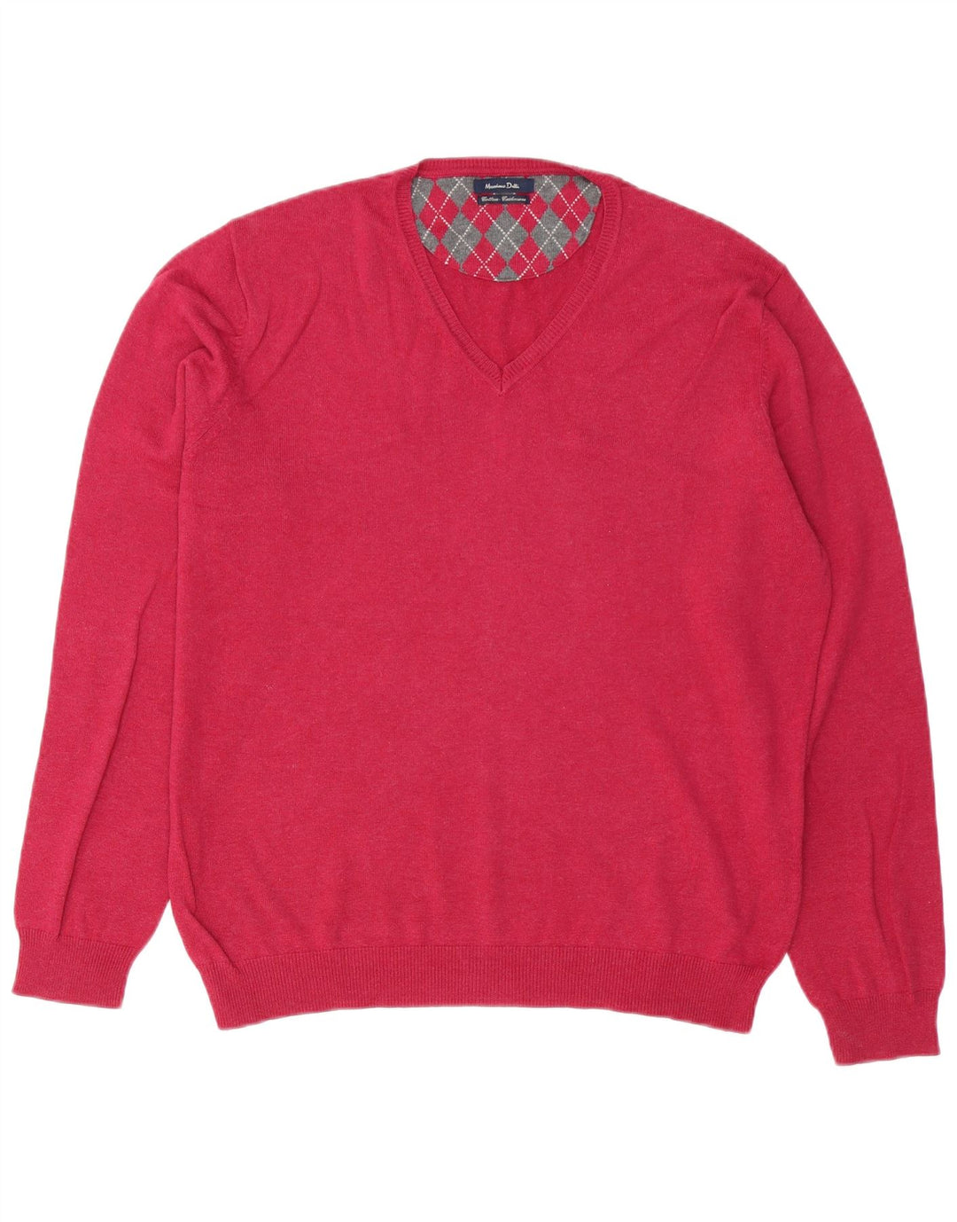 Massimo Dutti Maglione da uomo con scollo a V grande in cotone rosa