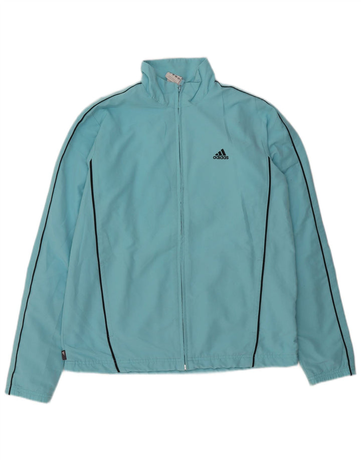 Giacca da tuta da donna Adidas UK 14 Large Blu Poliestere