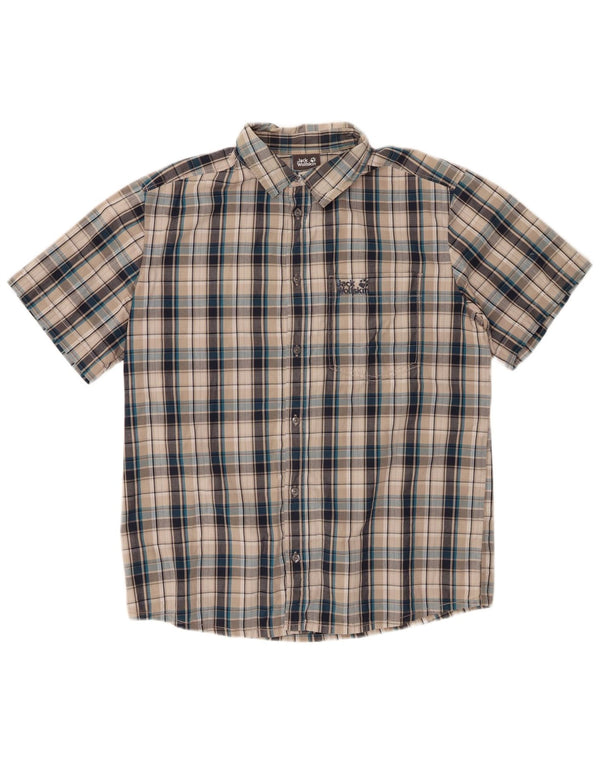 JACK WOLFSKIN Mens Short Sleeve Shirt Medium Grey Check