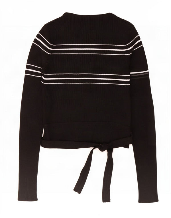 Maglione corto con scollo a barca da donna Zara UK 8 piccolo in viscosa a righe nere
