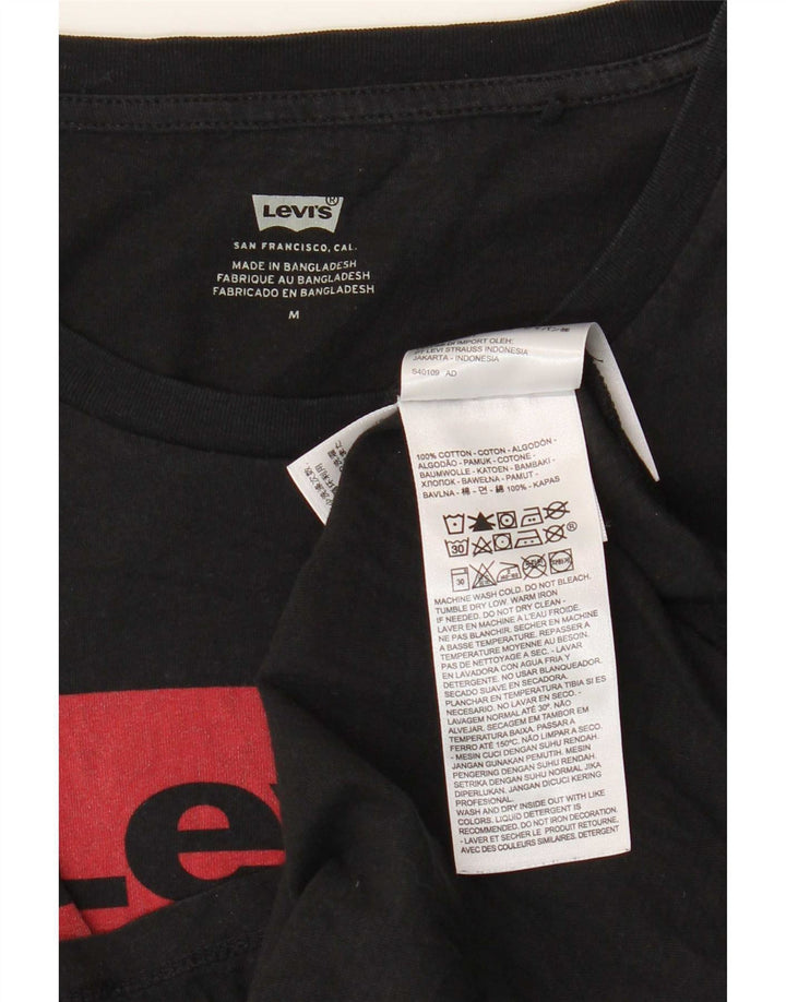 Levi's T-shirt grafica oversize da donna Top UK 14 cotone nero medio