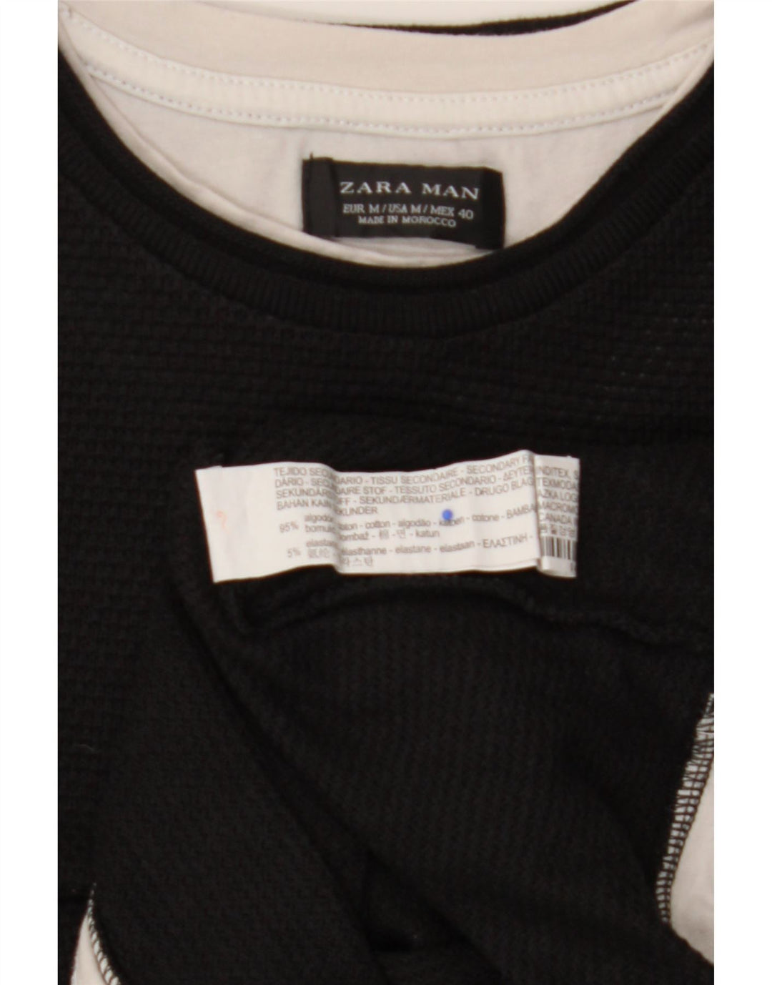ZARA T-shirt da uomo Top media in cotone nero