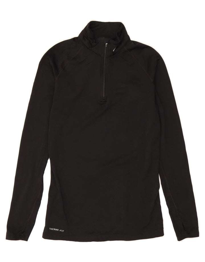 NIKE Womens Therma-Fit Zip Neck Pullover Tracksuit Top UK 12 Medium Black Vintage Nike and Second-Hand Nike from Messina Hembry 